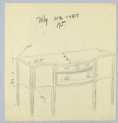 Design for Sideboard with Serpentine Front and Six Legs