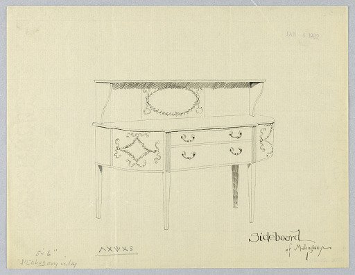 Design for Mahogany Sideboard with Neo-Classical Motifs