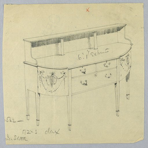 Design for Sideboard with Volutes Supporting Upper Shelf
