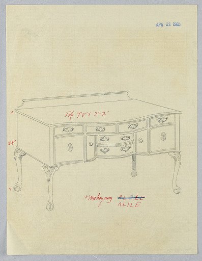 Design for Sideboard with Ten Drawers and Ball and Claw Feet