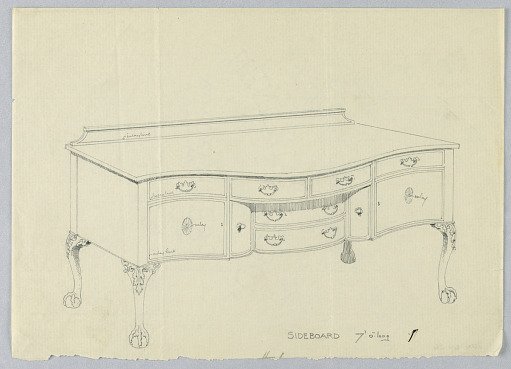 Design for Sideboard with Cabriole Legs and Ball and Claw Feet