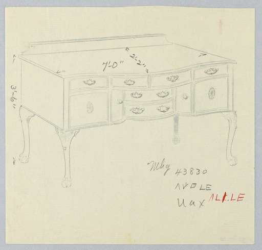 Design for Sideboard with Serpentine Front and Ball and Claw Feet