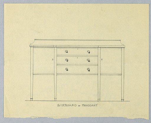 Design for Sideboard of Mahogany with Three Drawers