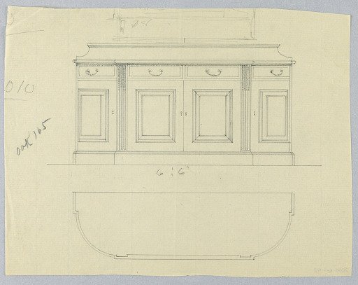 Design for Four-Door Sideboard in Elevation and Plan
