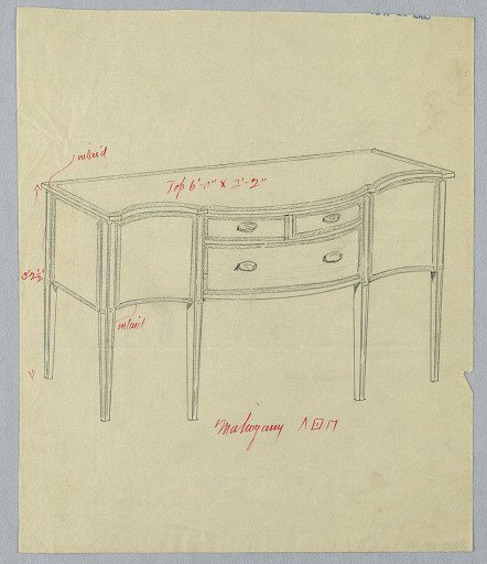 Design for Sideboard with Serpentine Front and Three Drawers