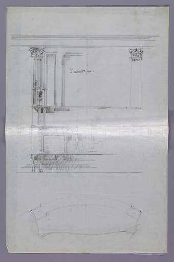 Partial Design for Sideboard in Elevation and Plan