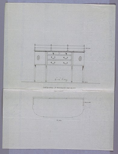 Design for Sideboard in Plan and Elevation