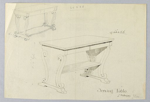 Design for Serving Table with Alternate Design Sketch