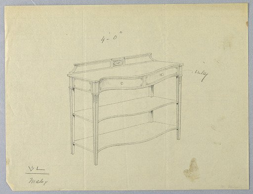 Design for Oblong Serving Table with Two Shelves
