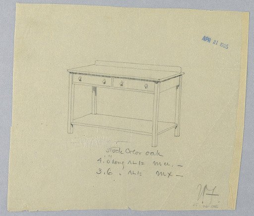 Design for Serving Table with Two Drawers with Round Pulls