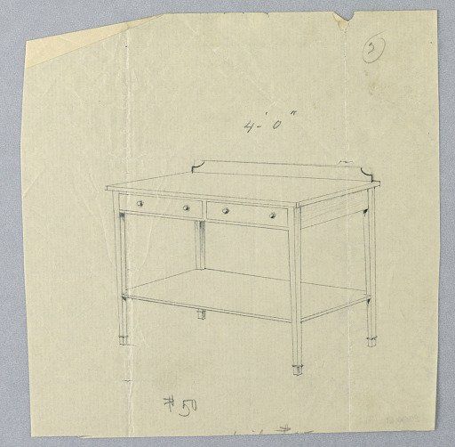 Design for Side Serving Table with Two Drawers and Lower Shelf