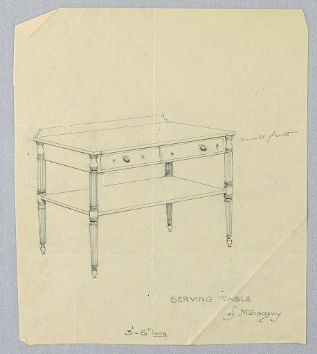 Design for Mahogany Serving Table on Fluted Legs