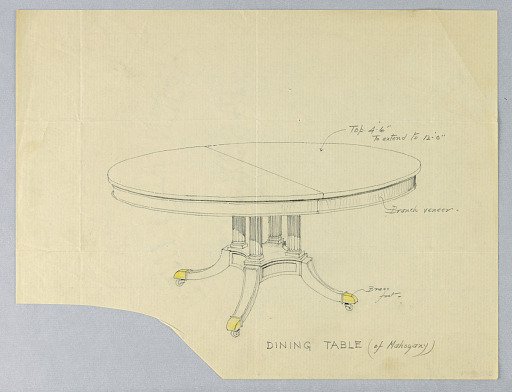 Design for Dining Table of Mahogany on Column-Like Supports
