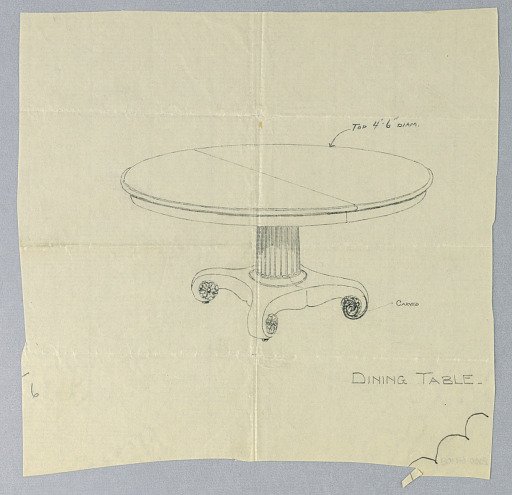 Design for a Round Dining Table on Scrolled Feet