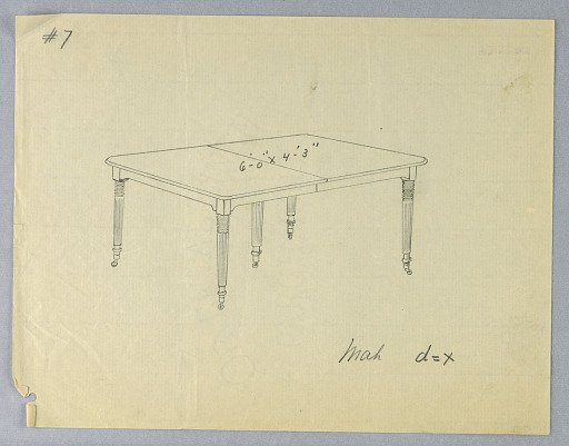 Design for a Rectangular Table with Five Fluted Legs