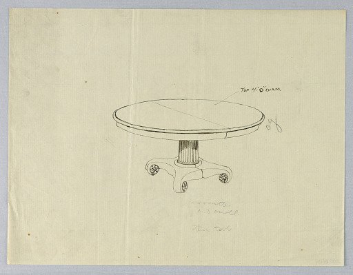 Design for a Round Table on Scrolling Base