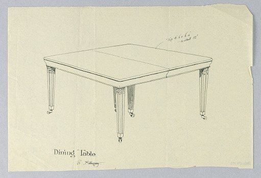 Design for a Six-Legged Rectangular Dining Table of Mahogany
