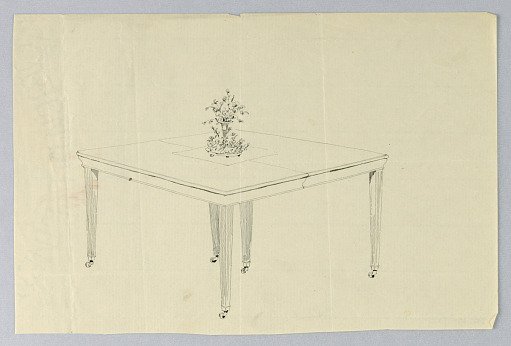 Design for a Six-Legged Rectangular Table with a Fower Vase