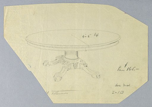 Design for a Round Dining Table on Carved Base