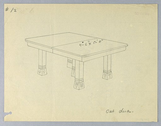 Design Rectangular Oak Table with Five Stile Legs