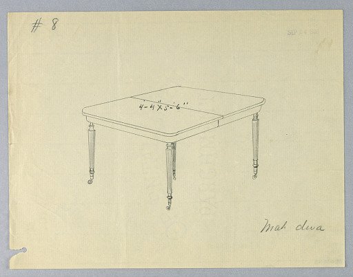 Design for a Four-Legged Rectangular Mahogany Dining Table