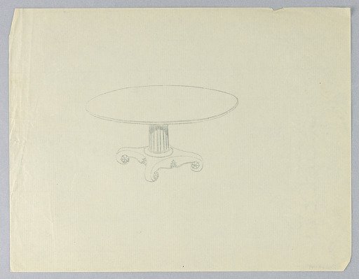 Design for a Round Dining Table on Scroll-Like Feet