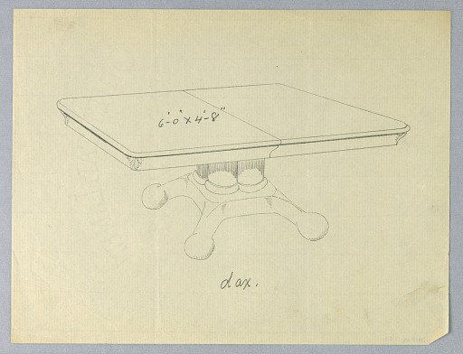 Design for a Rectangular Dining Table on Ball-Shaped Feet