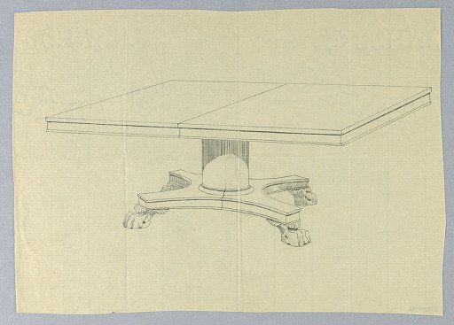 Design for Rectangular Table on Carved Animal Paw Feet