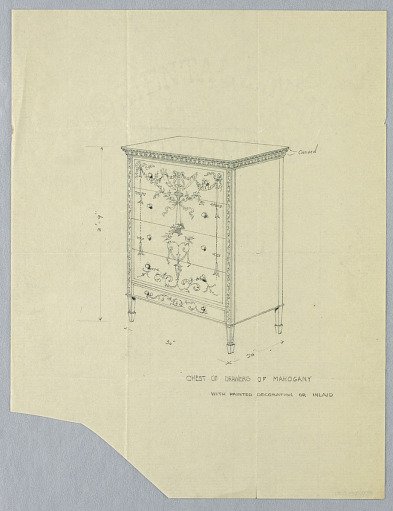 Design for Chest of Drawers in Mahogany with Neo-Classical Motifs