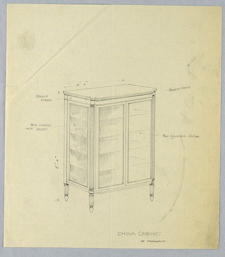 Design for China Cabinet in Mahogany on Pear-Shaped Feet