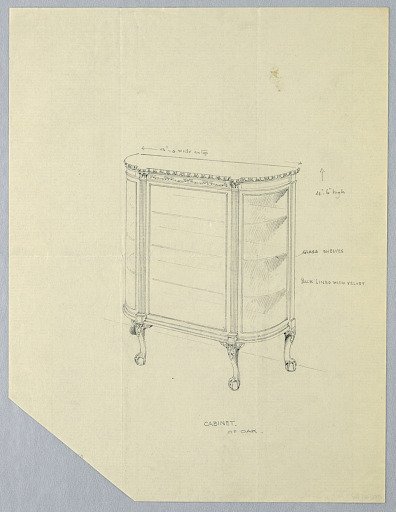 Design for Oak Cabinet in Three-Quarter View