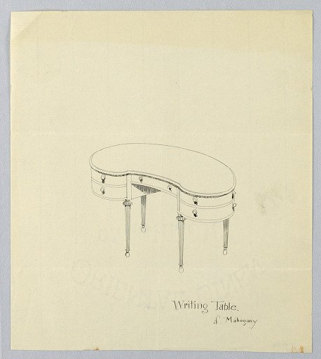 Design for Kidney-Shaped Writing Table with Pear-Shaped Feet