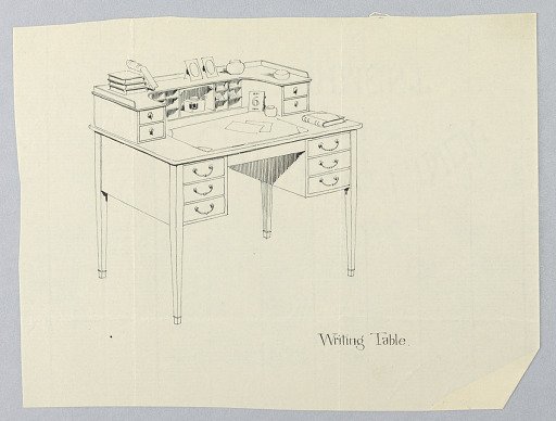 Design for Rectangular Writing Table with Six Drawers