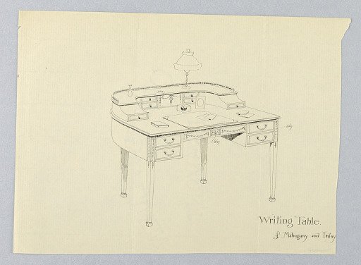 Design for Semi-Circular Writing Table of Mahogany and Inlay