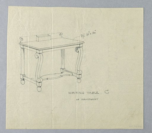 Design for Writing Table "C" with Scrolled Front Legs