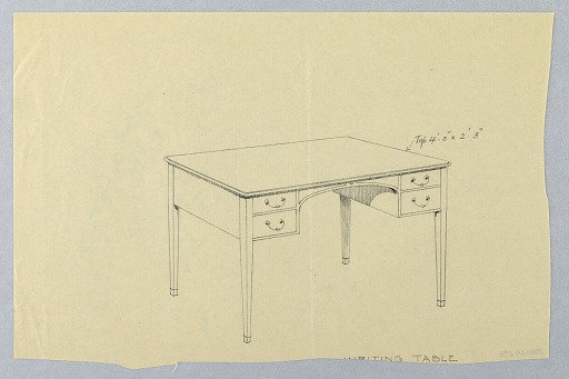 Design for Writing Table with Arched Cut-Out at Center Front