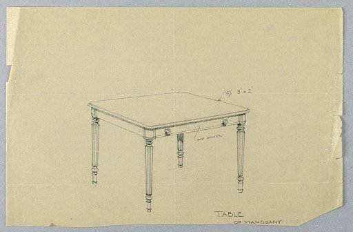 Design for Rectangular Writing Table with Rounded Corners