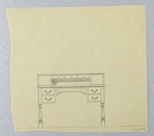 Design for Two-Tiered Writing Table with Seven Drawers