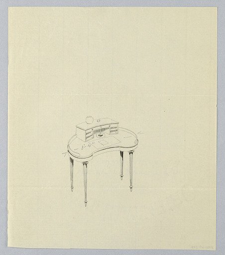 Design for Kidney-Shaped Writing Table with Empty Vase Atop