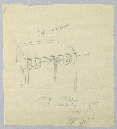 Design for Semi-Circular Writing Table, Dated October 13, 1905