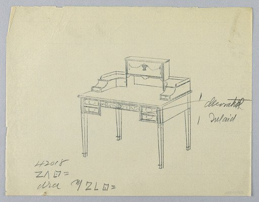 Tracing of Design for Rectangular Writing Table with Decorated Inlay