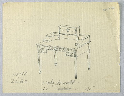 Tracing of Design for Three-Tiered Writing Table #42018