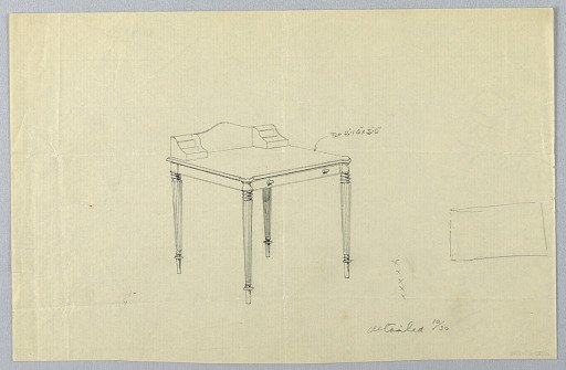 Design for Rectangular Writing Table with Sketch of Top View