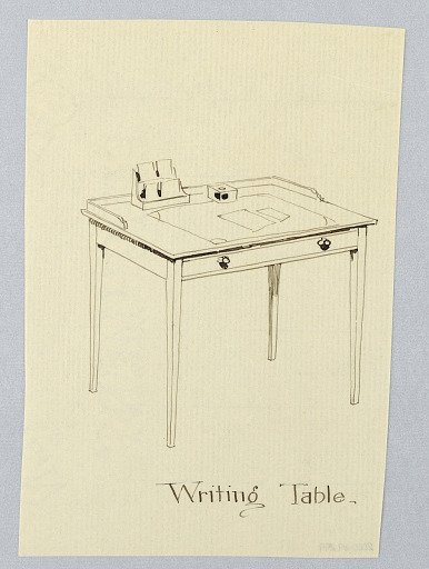 Design for Simple Rectangular Writing Table with Wrap-Around Backsplash