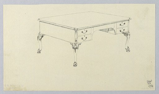 Design for Rectangular Writing Table No. 8 with Four Drawers