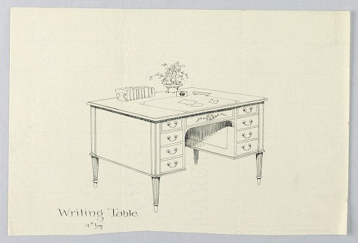 Design for Rectangular Writing Table with Eight Drawers