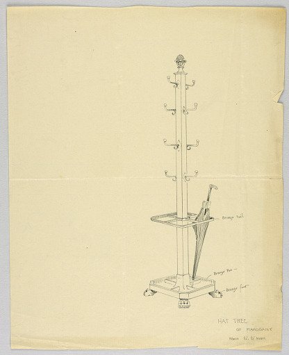 Design for Mahogany Hat Tree with Bronze Rail