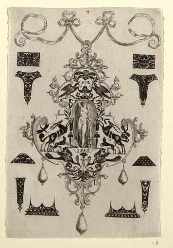 Pendant Design with the Virtue Hope, Plate 3, from a series of eight pendant designs with the cardinal virtues