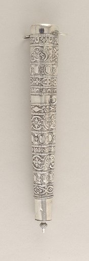 Ornately Stamped Silver Cutlery Case with Lid