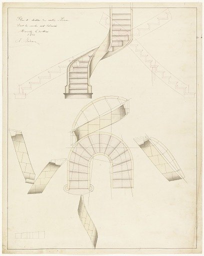 Elevation and Plan View for a Spiral Staircase